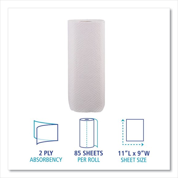 Boardwalk Kitchen Roll Towel, 30 Rolls/Carton, 85 Sheets/Roll, 2-ply, 11 x 9, Wh - Picture 3 of 8